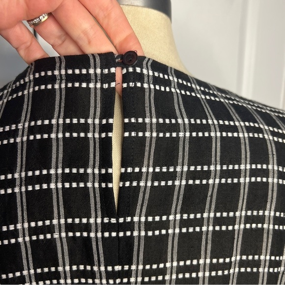 Eileen Fisher Organic Linen Black and White Plaid Dress Size Medium - Picture 4 of 8